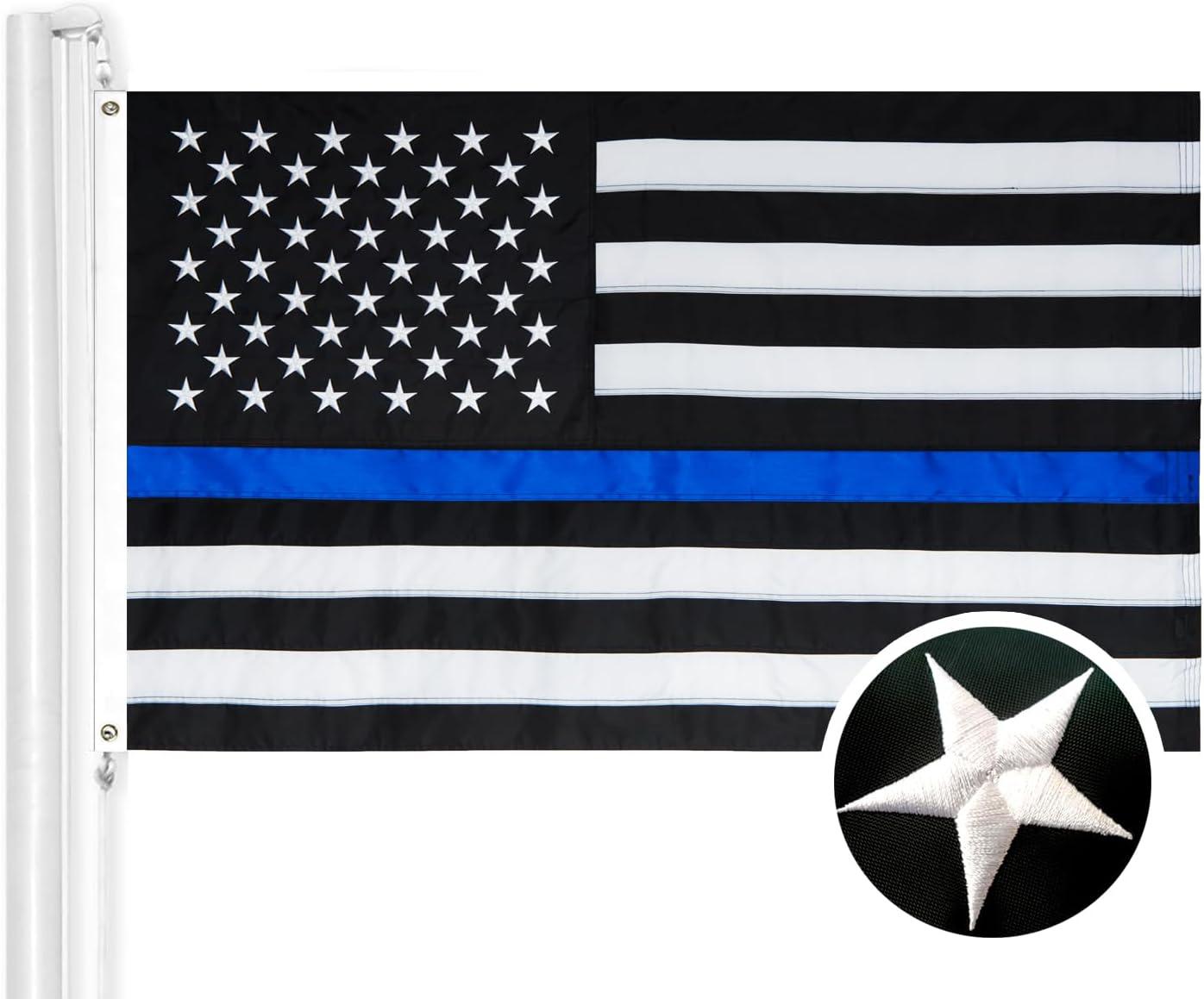Thin Blue Line Flag United States Policeman Banner Polyester 3x5 Foot Flags Vivid Color and UV Fade Resistant Flag Outdoor Banner