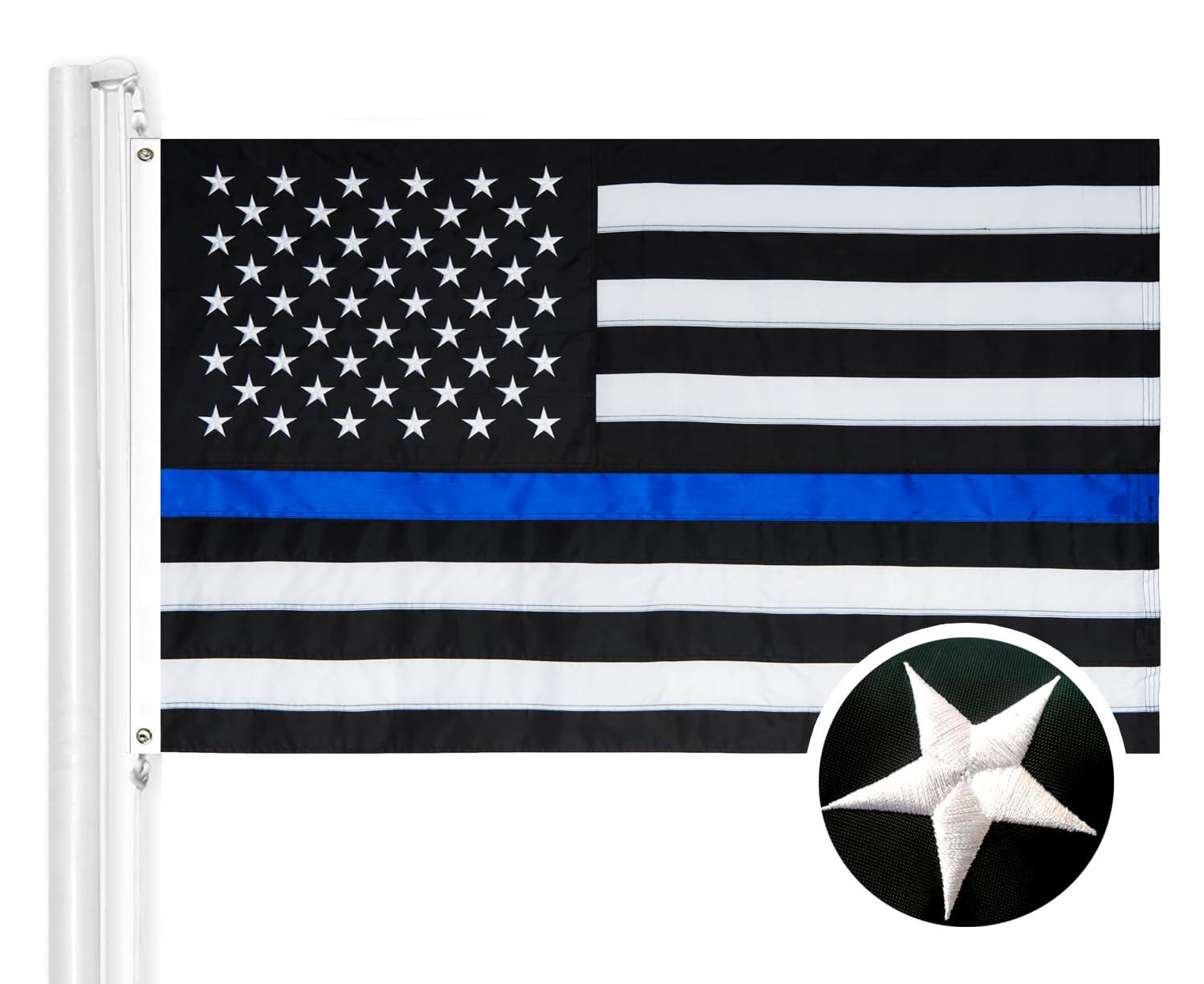 Thin Blue Line Flag United States Policeman Banner Polyester 3x5 Foot Flags Vivid Color and UV Fade Resistant Flag Outdoor Banner