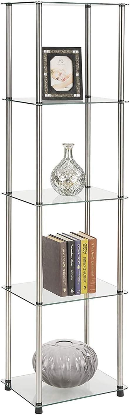 Convenience Concepts Designs2Go Classic Glass 5 Tier Tower Display Shelves, Glass