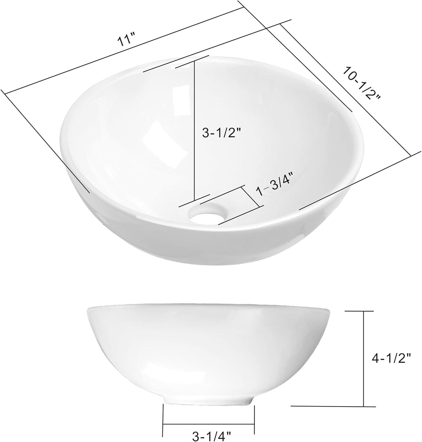 Miligore 11'' White Ceramic Circular Bathroom Sink