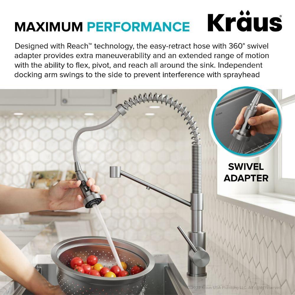 KRAUS Bolden 2-in-1 Commercial Style Pull-Down Single Handle Water Filter Kitchen Faucet for Reverse Osmosis or Water Filtration System
