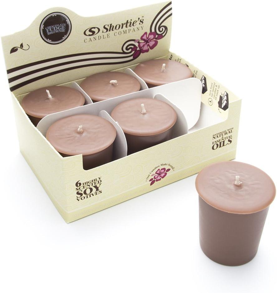 Chocolate Fudge Brownie Scented Brown Soy Votive Candles - 6 Pack