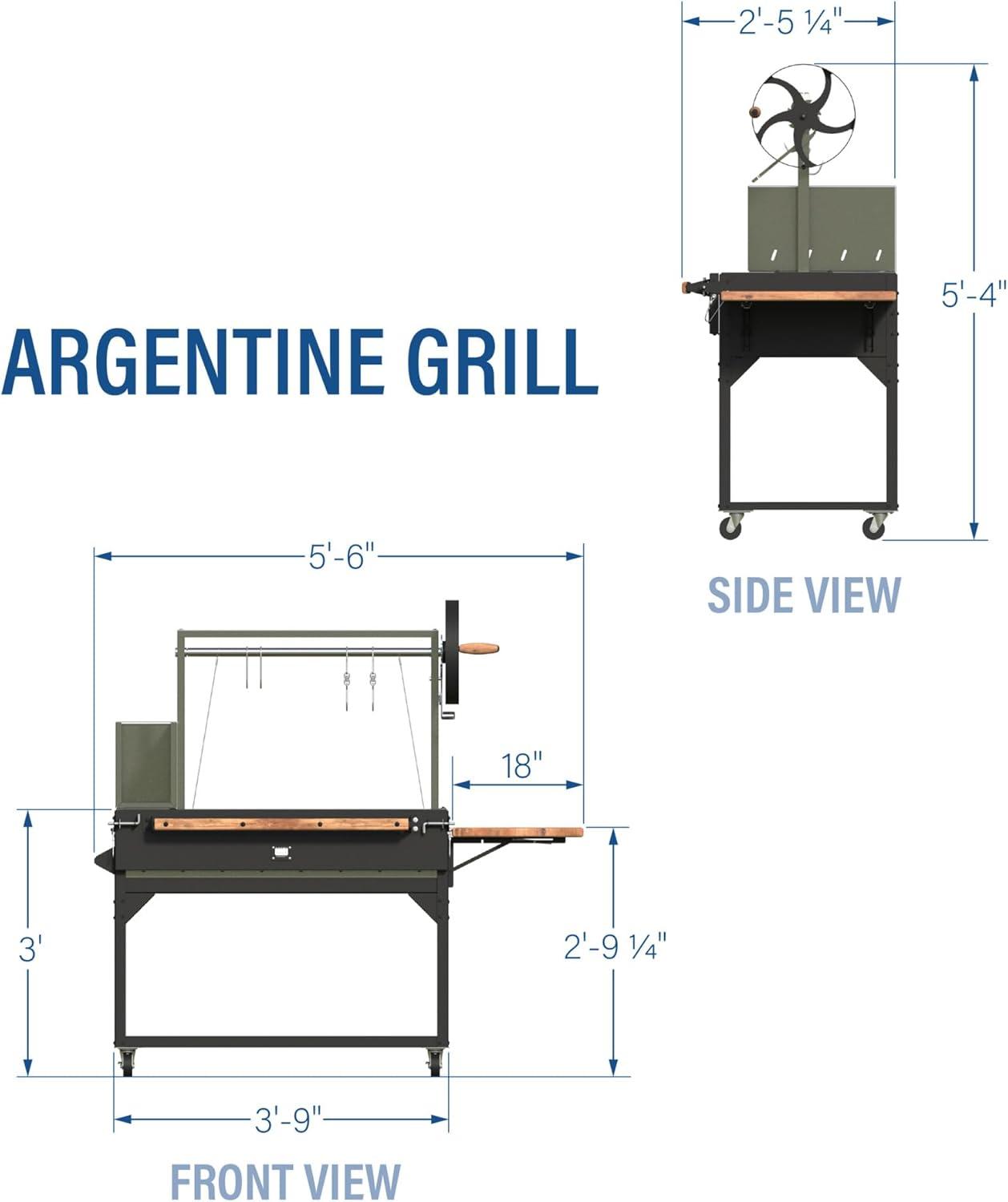 Backyard Discovery Argentine Santa Maria Heritage Wood Fire & Charcoal Steel BBQ Grill with Fire Bricks and Adjustable Grates