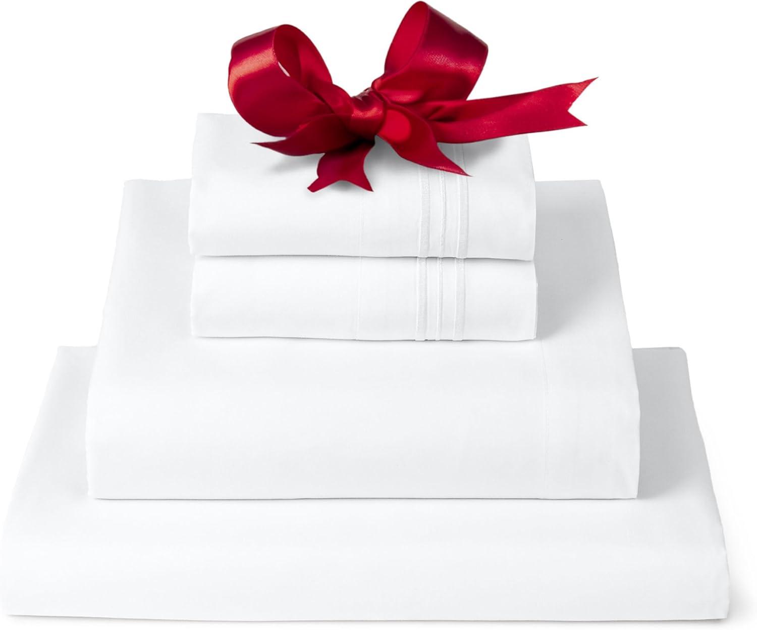 King White Microfiber 4-Piece Sheet Set