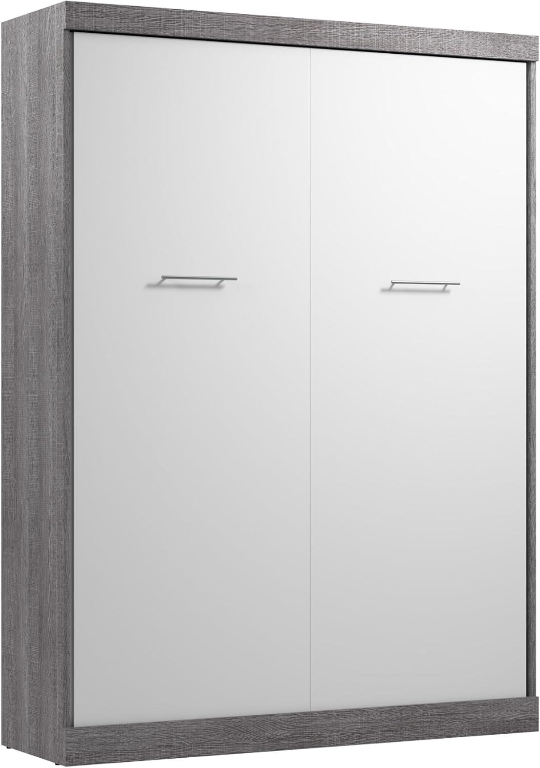Bestar Nebula 65W Queen Murphy Bed in Bark Gray and White, Sleeping Arrangement for Multipurpose Room