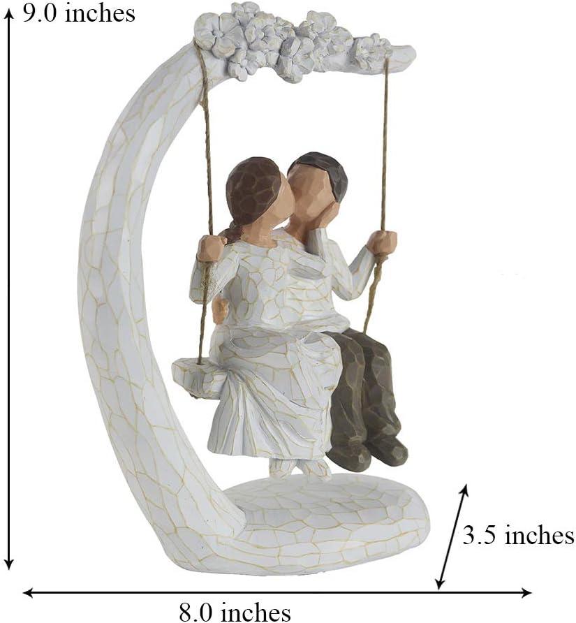 Hand-Painted Resin Romantic Couple on Swing Figurine