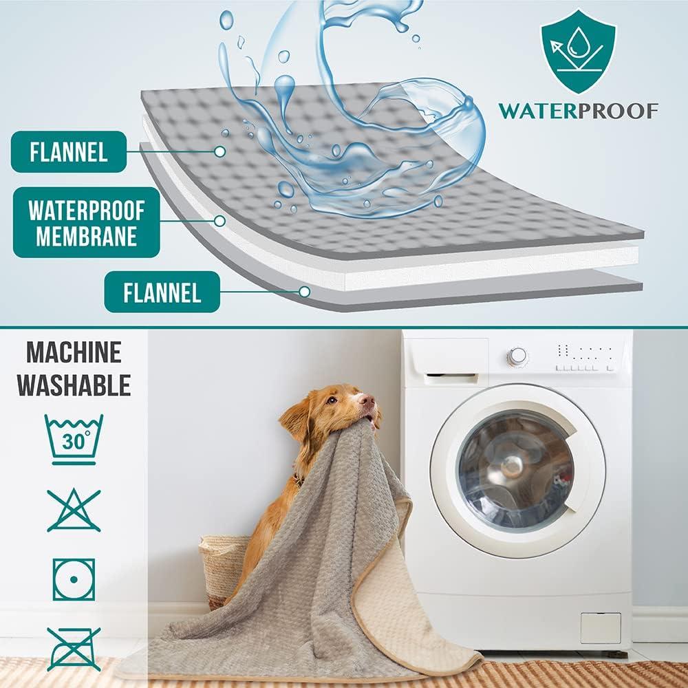 PetAmi Waterproof Dog Blanket, Leakproof Fleece Throw for Pet Cat Puppy Kitten, Reversible Washable Soft Plush Cover