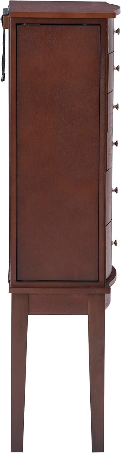 DEBLIT Contemporary Jewelry Armoire with 6 Drawers, Engineered Wood Finish, Merlot