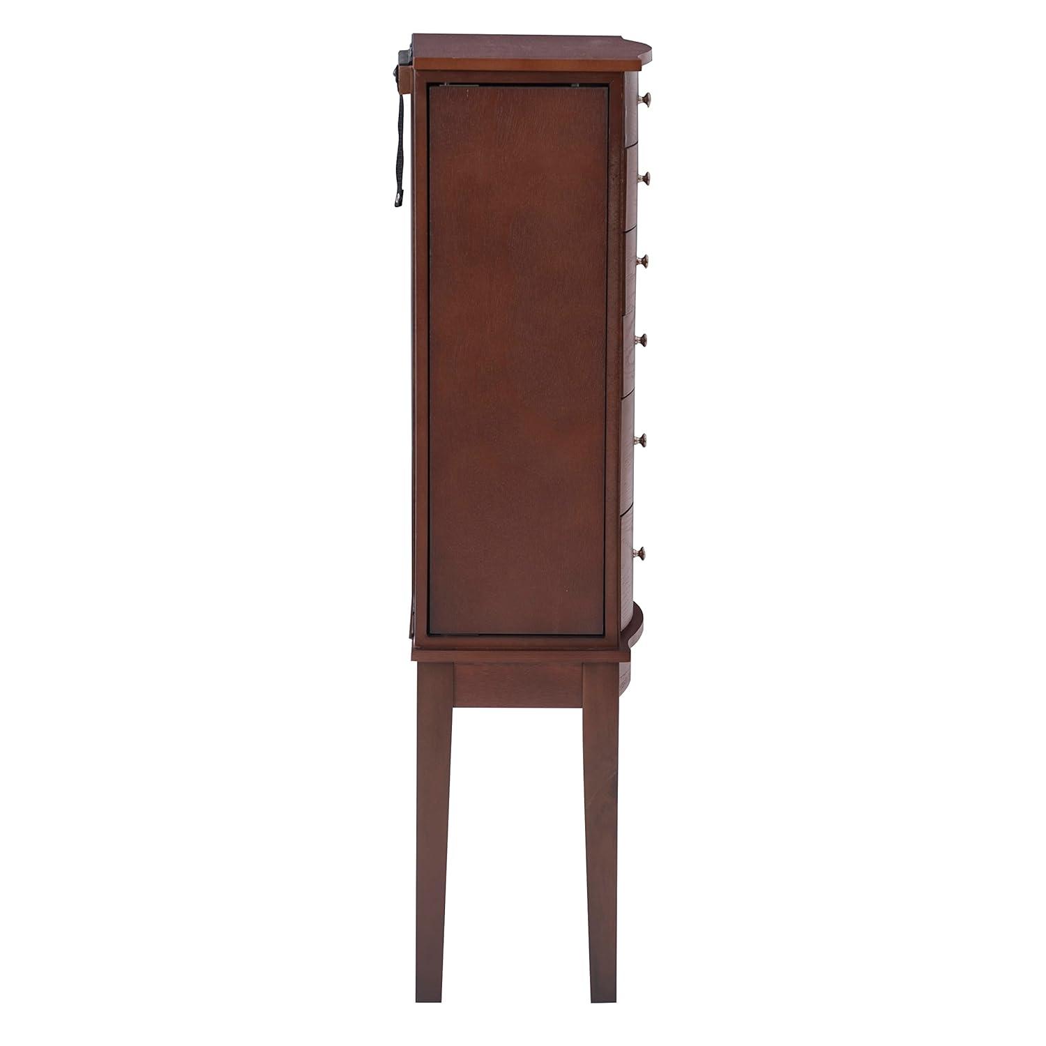 DEBLIT Contemporary Jewelry Armoire with 6 Drawers, Engineered Wood Finish, Merlot