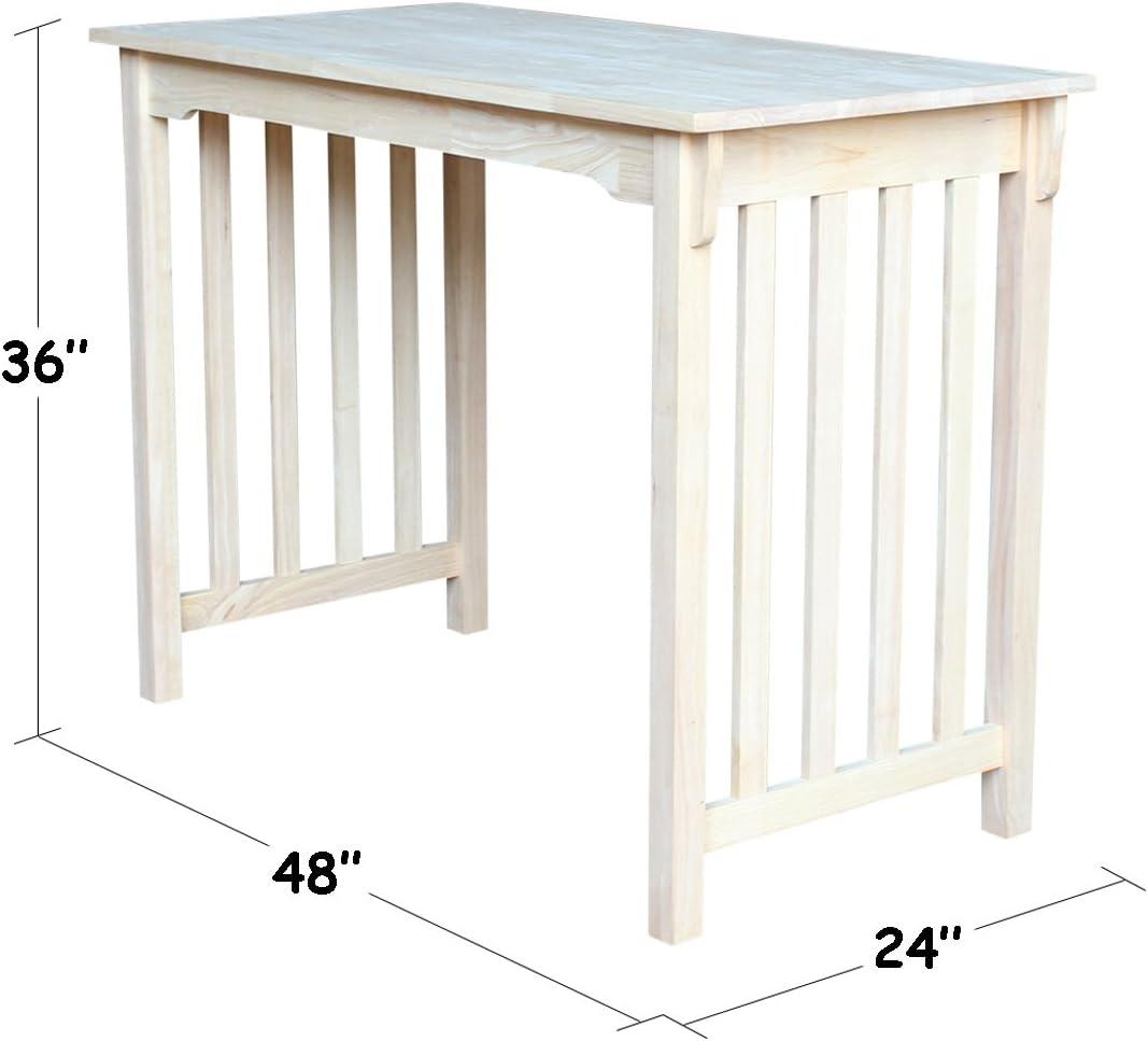 Mission Counter Height Table Unfinished - International Concepts: Solid Wood, 36" High, 48" Length