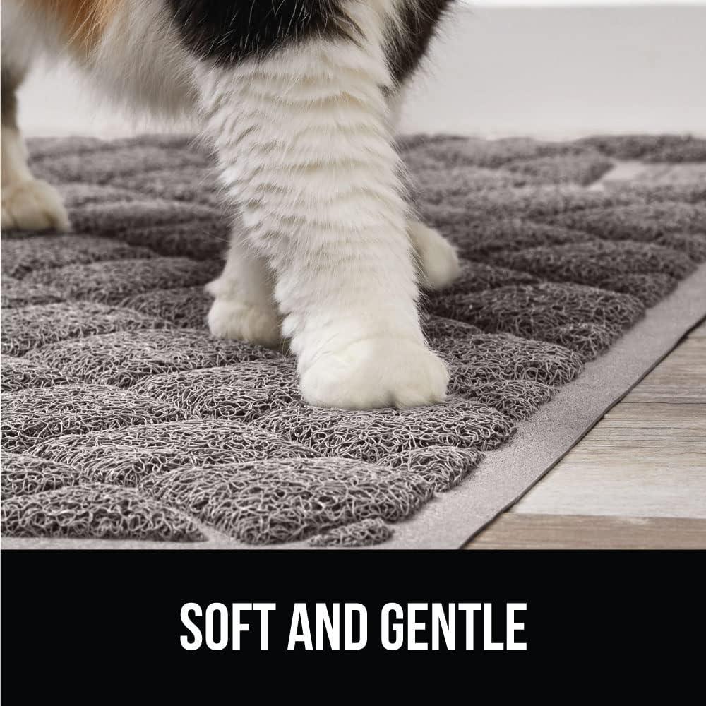 GORILLA GRIP Cat Litter Mat, Water Resistant, Traps Mess, Easy Clean, 24 x 17, Gray
