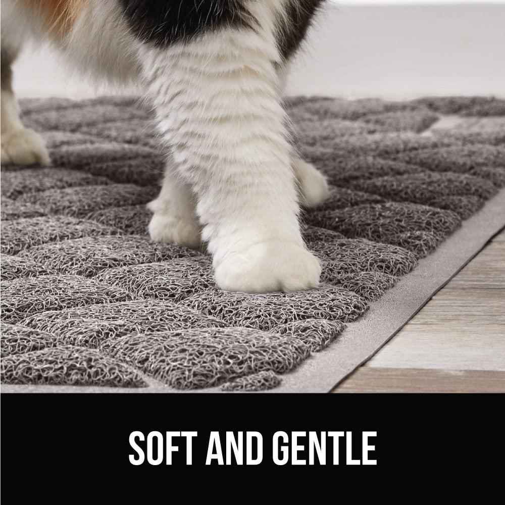 GORILLA GRIP Cat Litter Mat, Water Resistant, Traps Mess, Easy Clean, 24 x 17, Gray