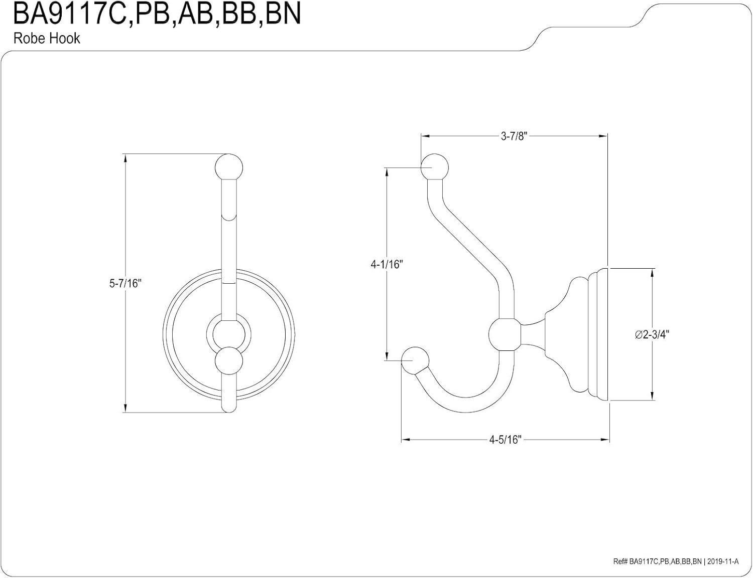 Polished Chrome and Black Double Robe Hook