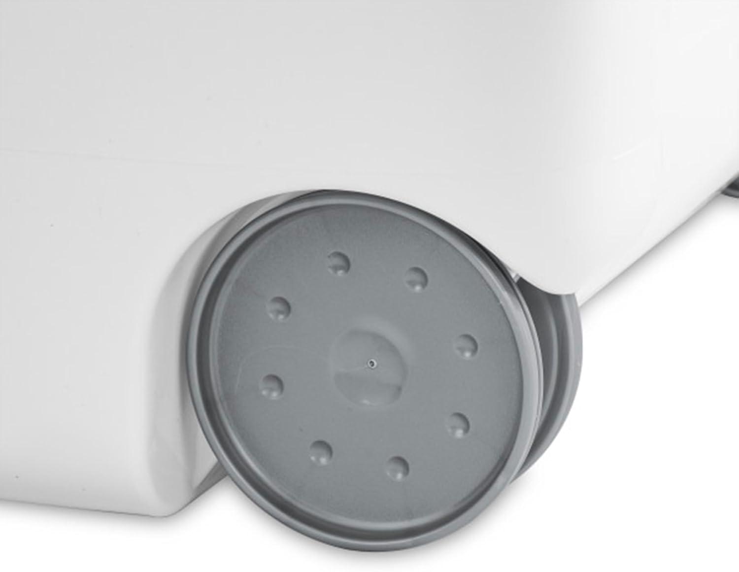 White Plastic Wheeled Laundry Hamper with Lid