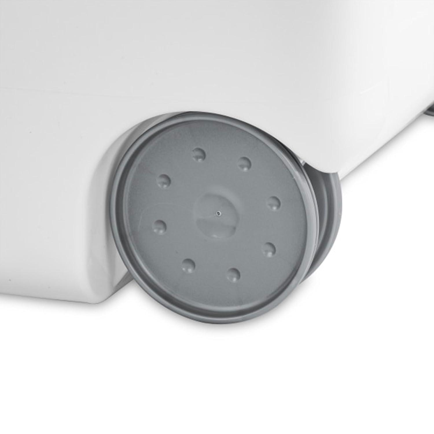 White Plastic Wheeled Laundry Hamper with Lid