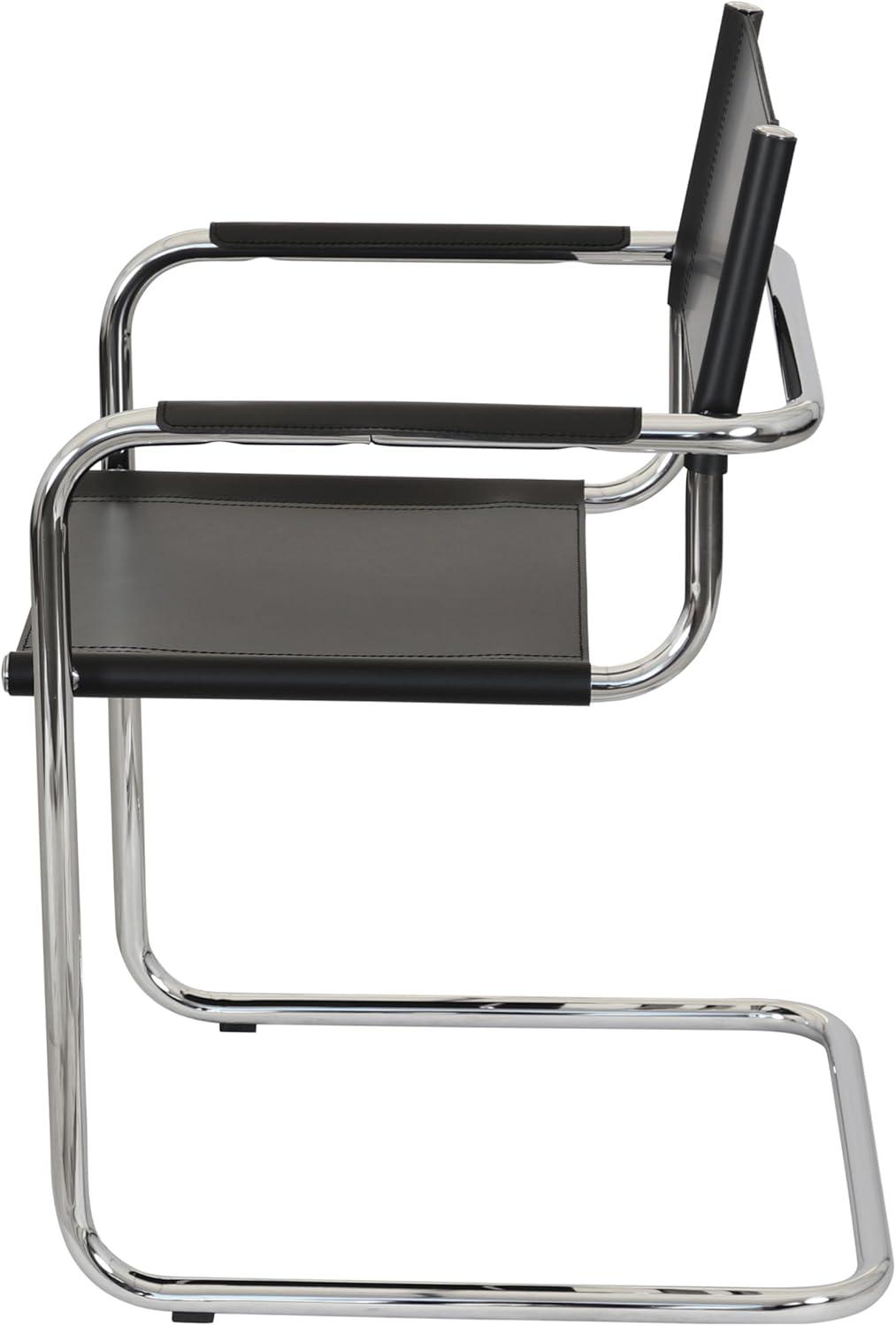 Breuer Chair Company Mart Stam Cantilever Armchair Arm Chair w/ Chrome-Plated Steel Frame (Various Bonded Leather Colors)