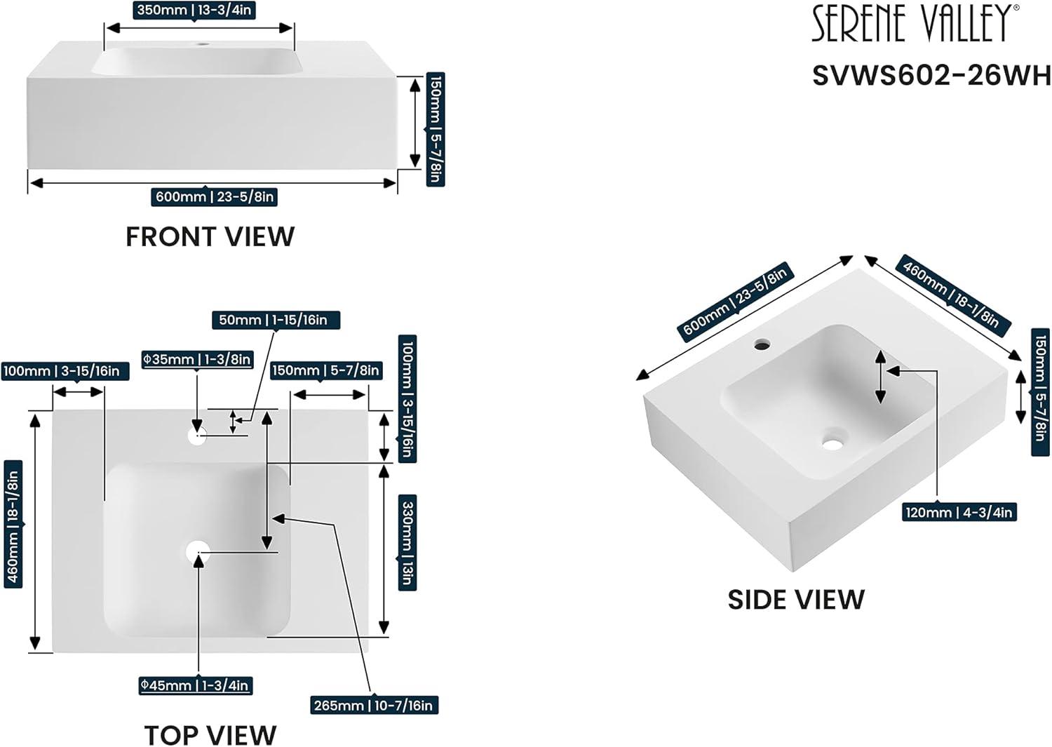 Serene Valley 18.11'' Solid Surface Square Bathroom Sink