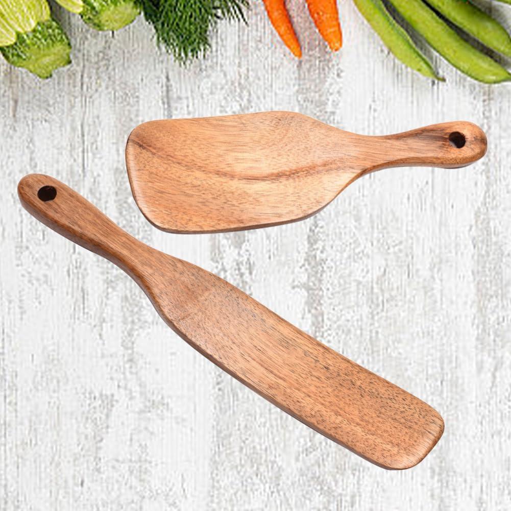 Wooden Kitchen Utensils Set of 2, Wooden Utensils for Cooking, stirring, Mixing, Serving