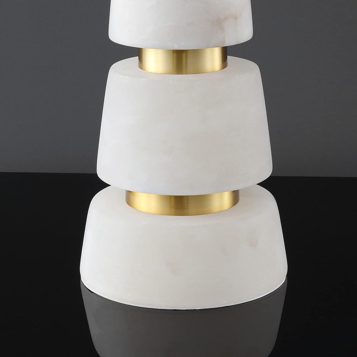 White and Gold Alabaster 25-inch Table Lamp