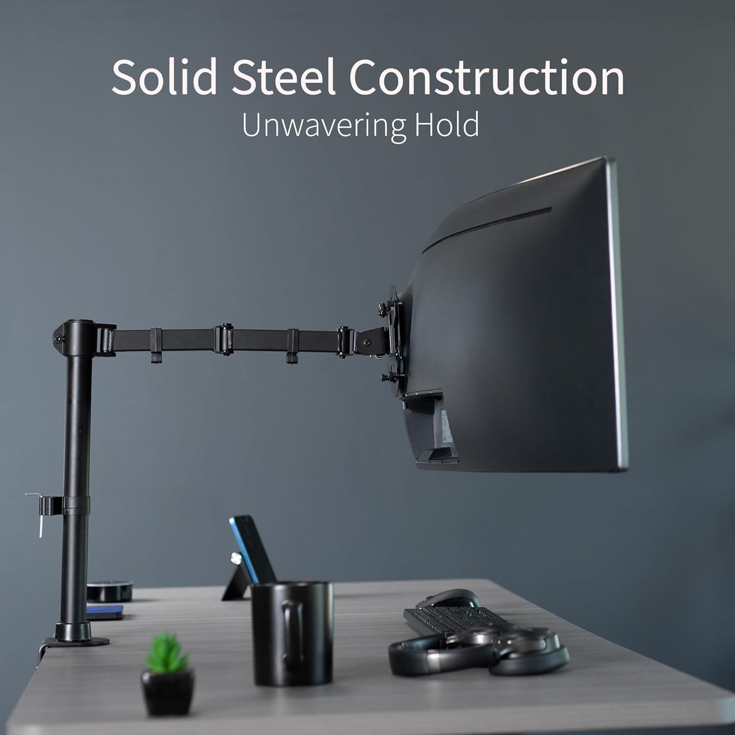 VIVO Single Ultrawide Monitor Desk Mount, Adjustable Stand for Screens up to 45"