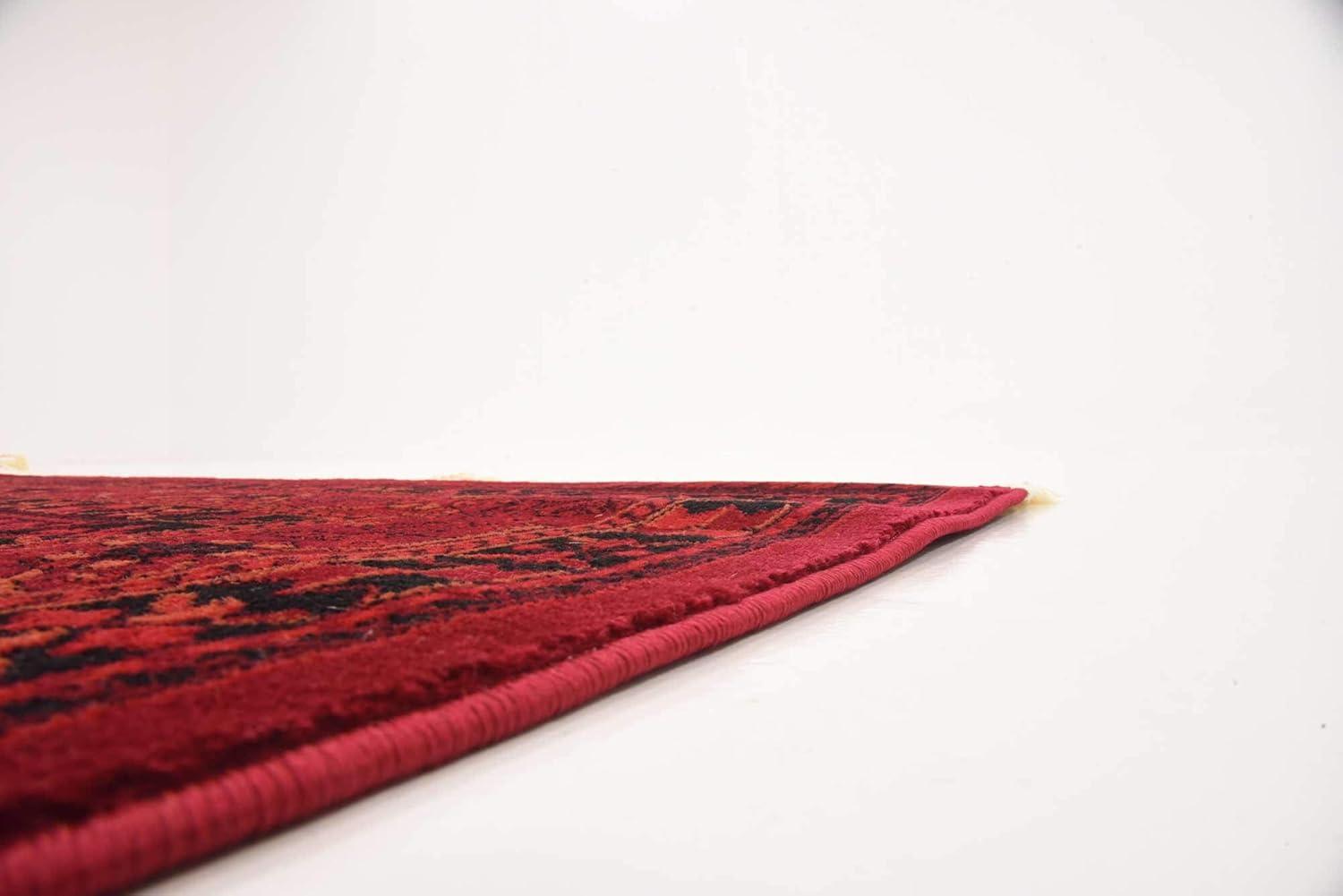 Rugs.com Bokhara Collection Rug – 5' x 8' Red Low Rug Perfect For Bedrooms, Dining Rooms, Living Rooms