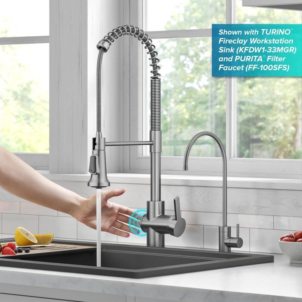 KRAUS Britt Touchless Sensor Commercial Single Handle Pull Down Kitchen Faucet