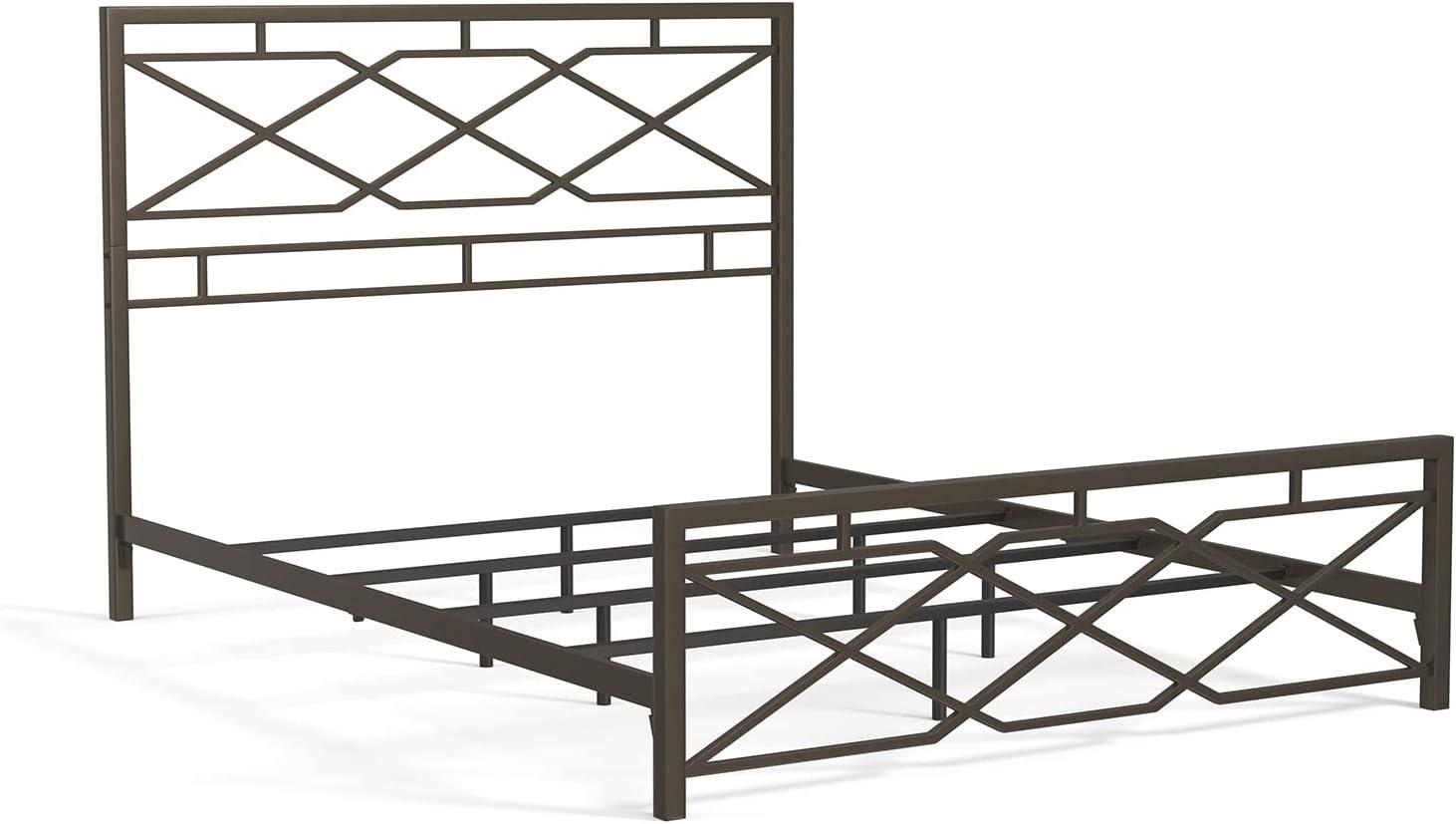 eLuxury Modern Industrial Metal Alpine Bed Frame