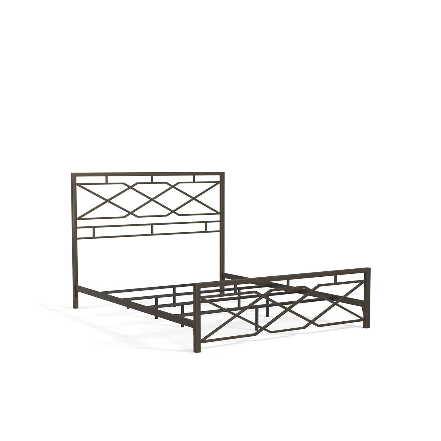 17 Stories Mcintosh Industrial Metal Snap Assembled Bed Frame
