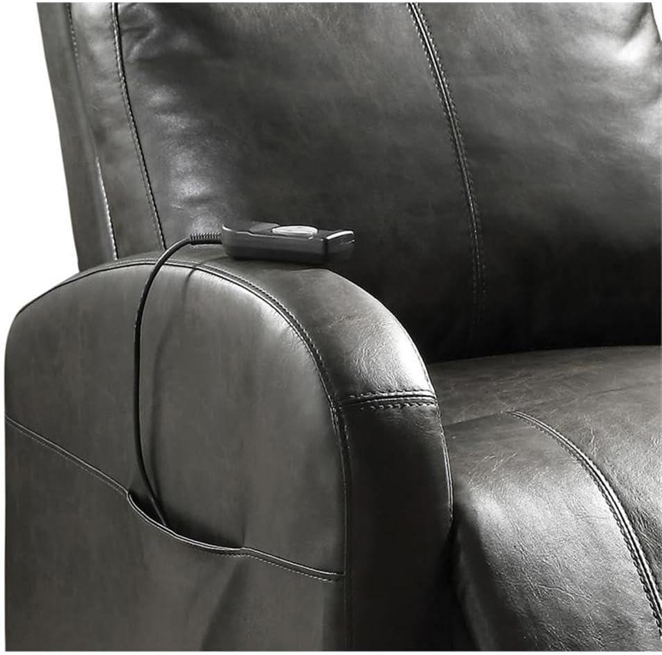 42" Ricardo PU Power Lift Recliner Brown - Acme Furniture: Easy-Operate, Kneading Massage, Comfort Style