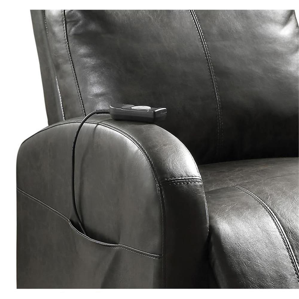 42" Ricardo PU Power Lift Recliner Brown - Acme Furniture: Easy-Operate, Kneading Massage, Comfort Style