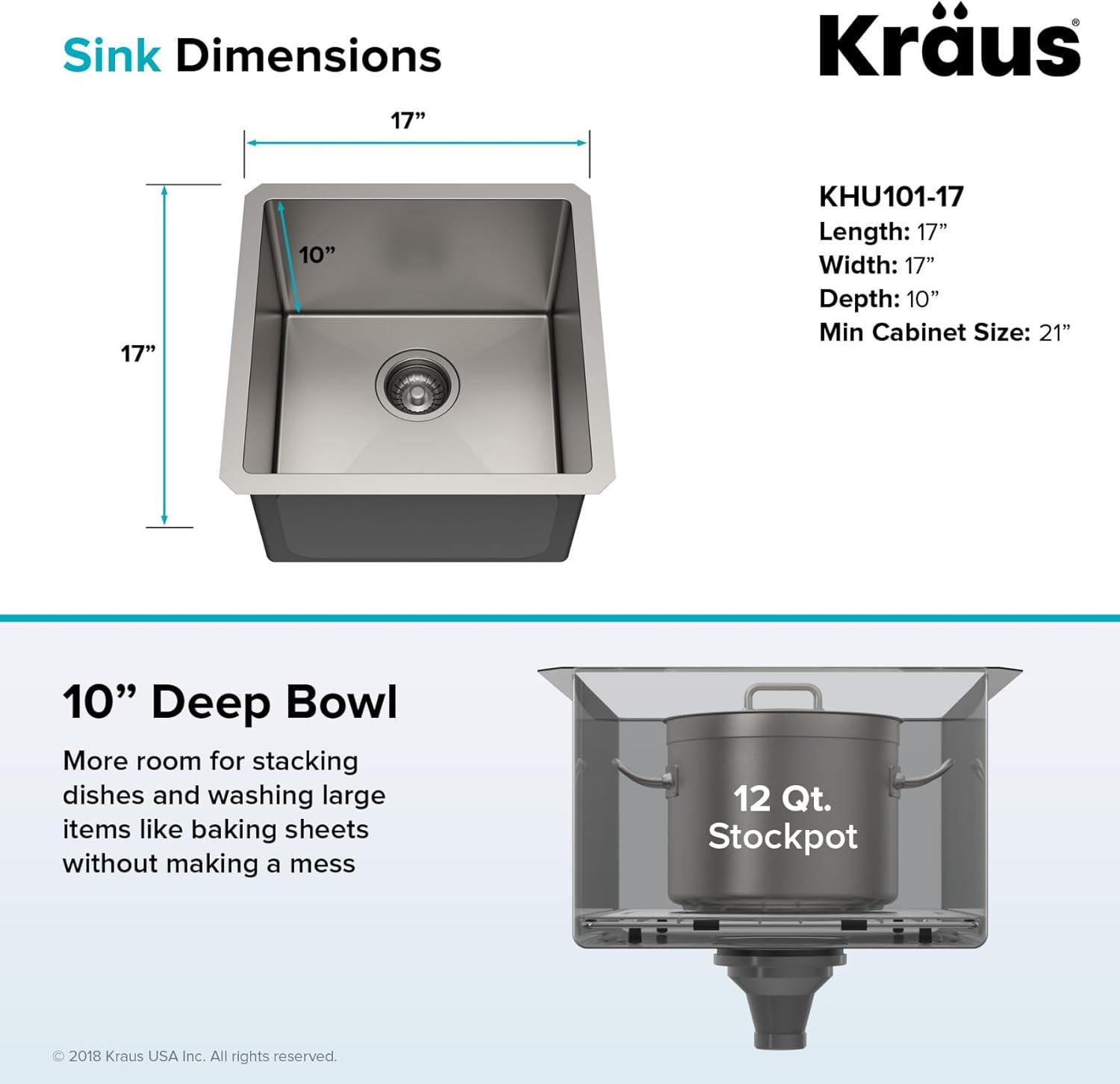 KRAUS Standart Pro Undermount 16 Gauge Stainless Steel Bar Kitchen Sink