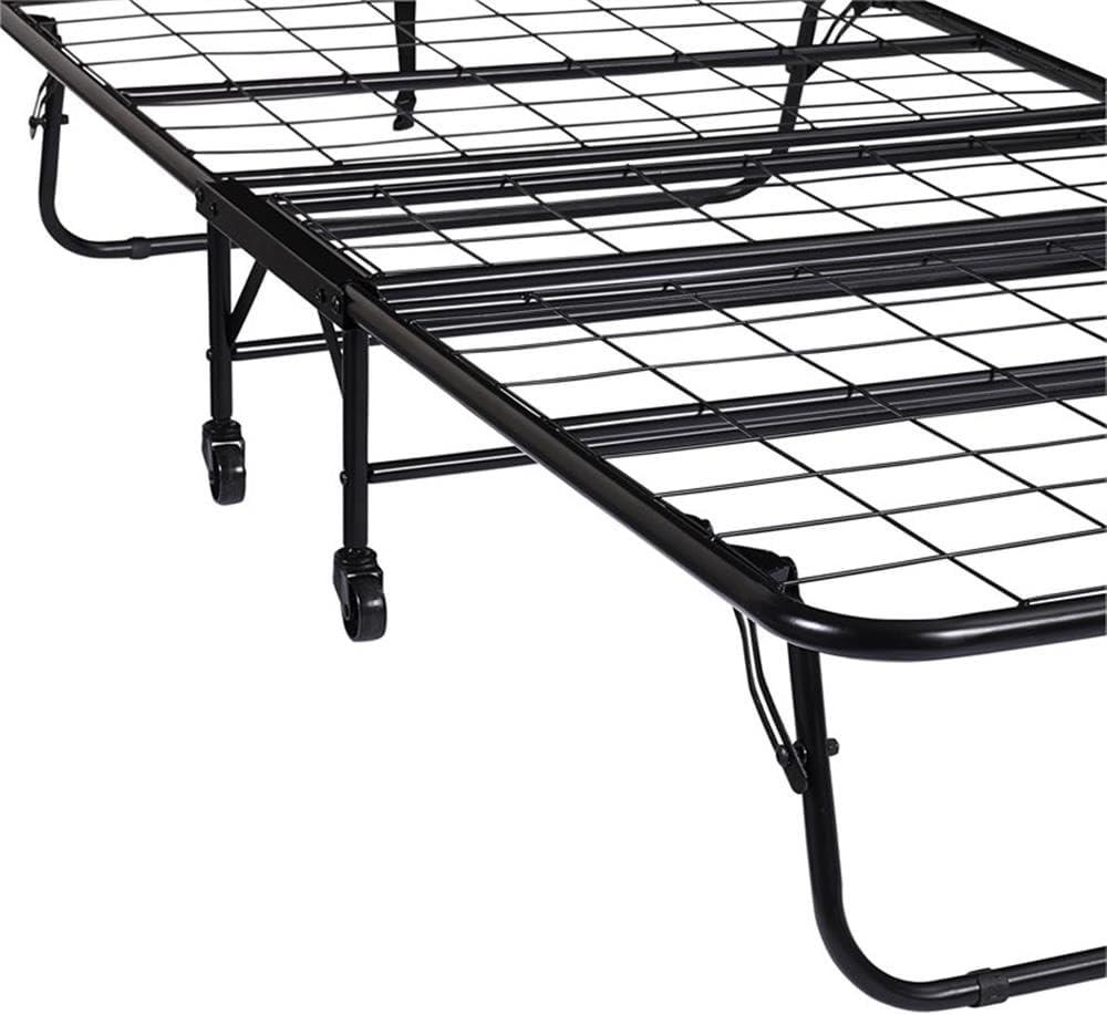 DHP Levy Folding Guest Bed with Metal Frame & 4 Inch Mattress, Twin, Black