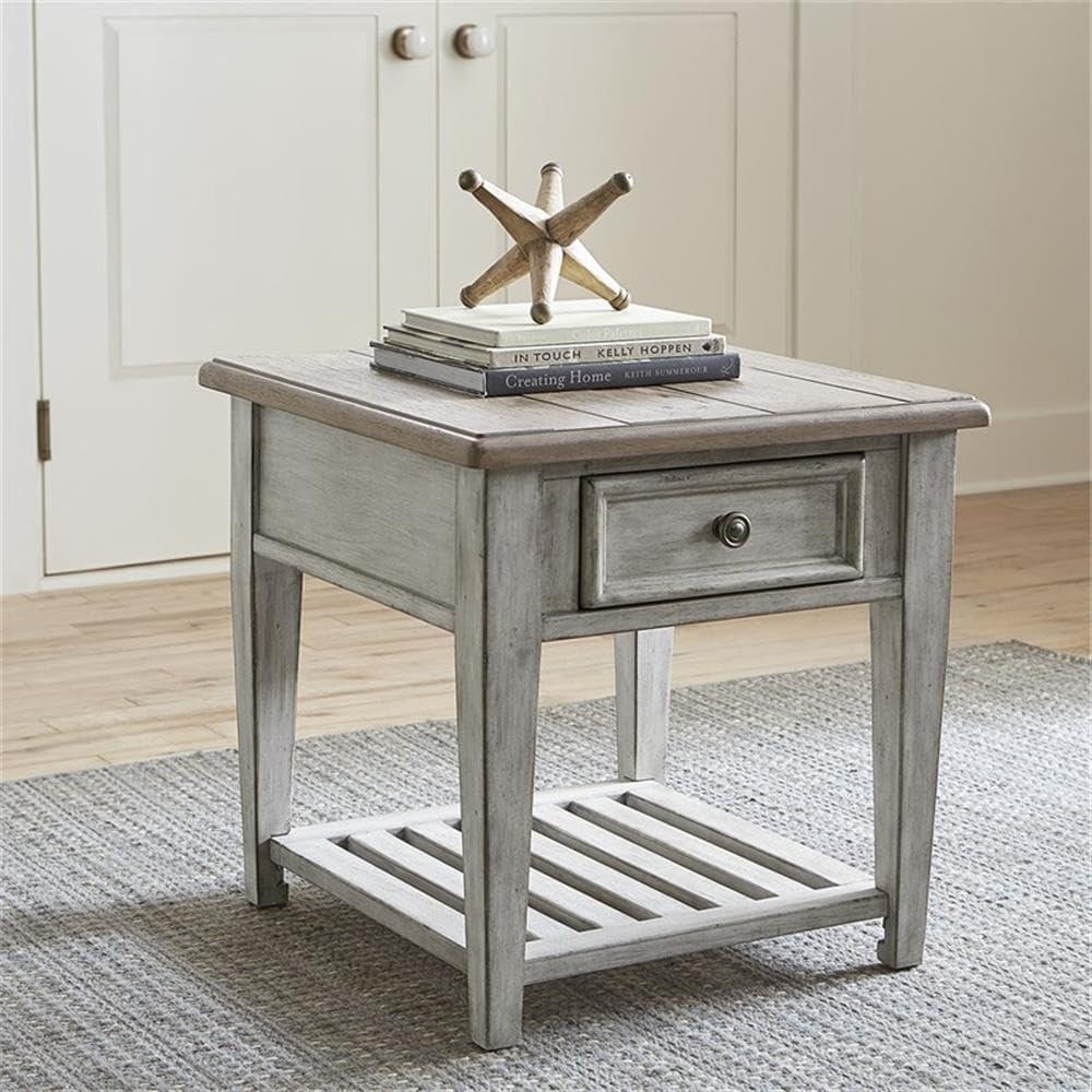 Heartland Off White Wood Drawer End Table