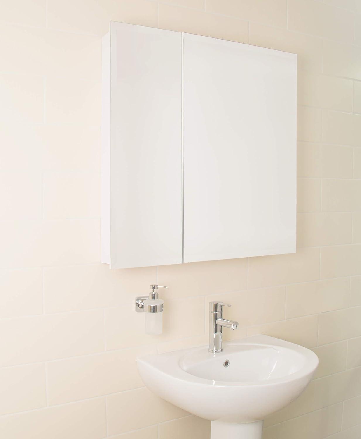 Croydex 30-in x 30-in Surface Mount White Steel Mirrored Square Medicine Cabinet