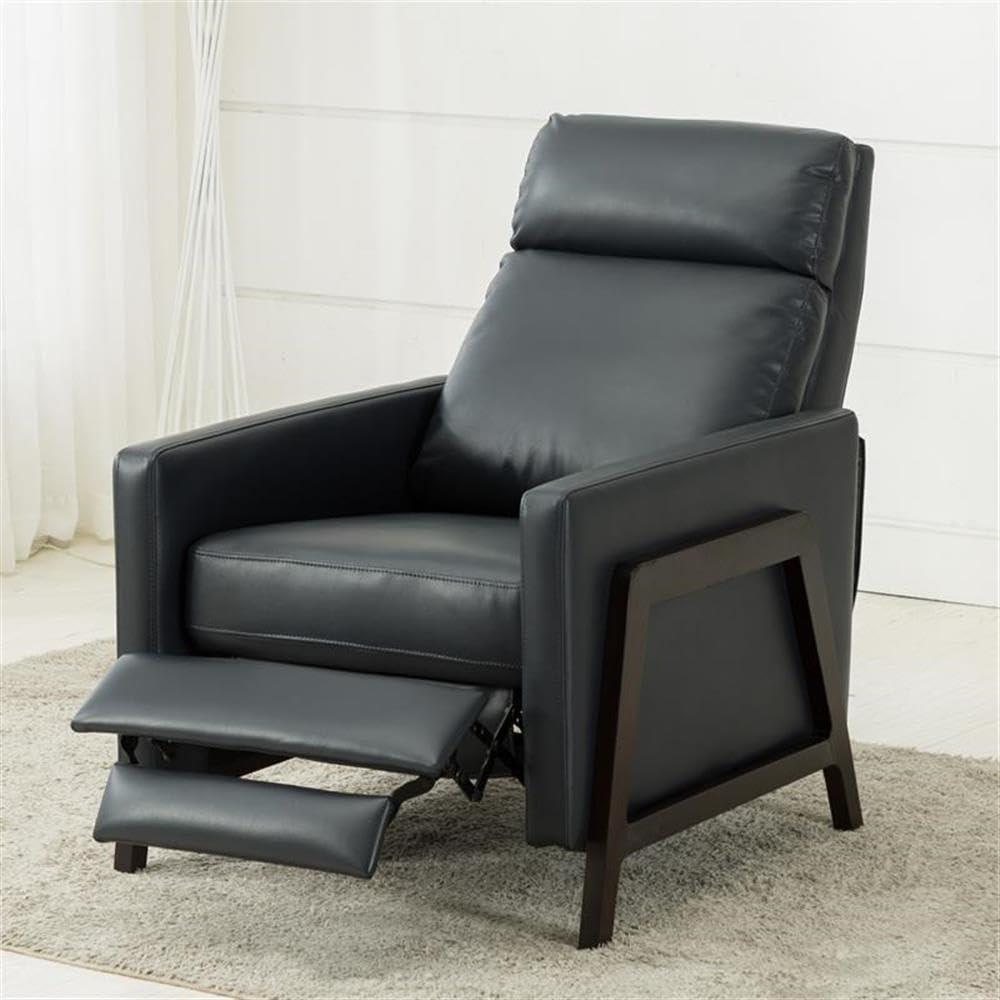 Comfort Pointe Maxton Press-Back Recliner Caramel: Mid-Century Modern, Faux Leather, High Back, Pocketed Coil Seating