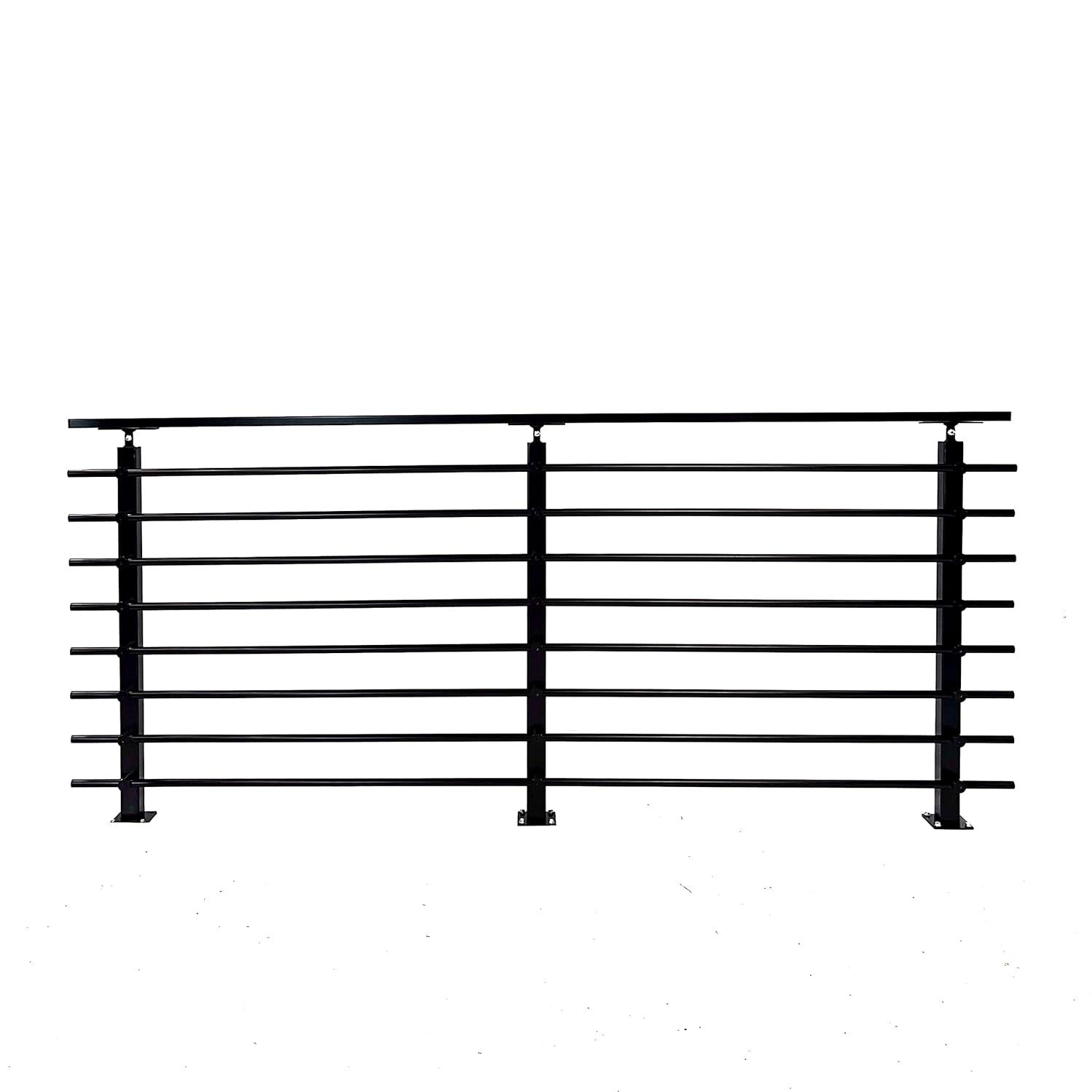 Concept Fusion Modern Horizontal Adjustable Railing Banister System for Staircases Balconies and Decks Complete Guard Railing Kit