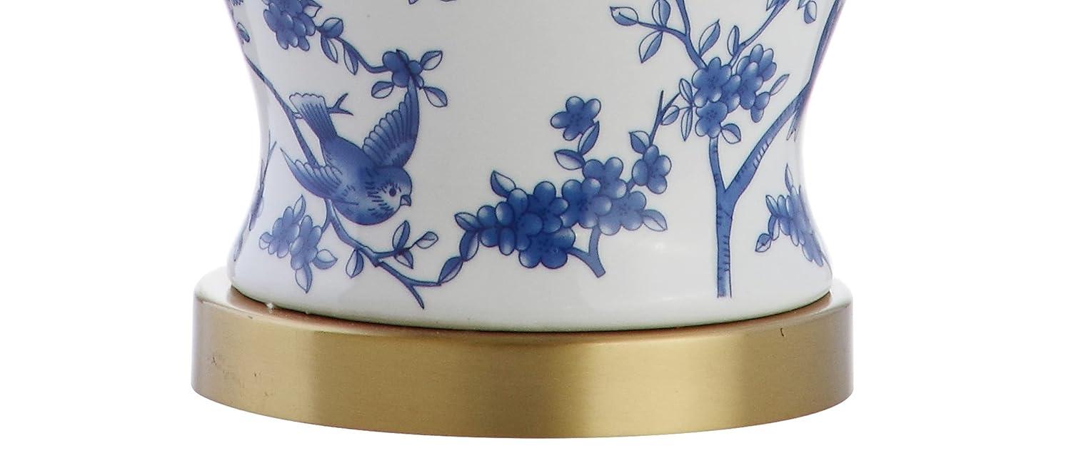 JONATHAN Y Penelope 22" French Country Cottage Ceramic/Iron Chinoiserie Ginger Jar LED Table Lamp, Navy/White