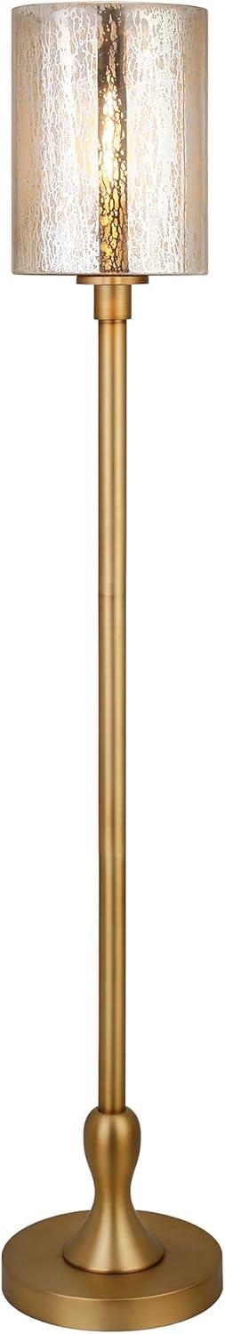 Numit 68.75" Tall Floor Lamp with Glass Shade in Brass/Mercury Glass