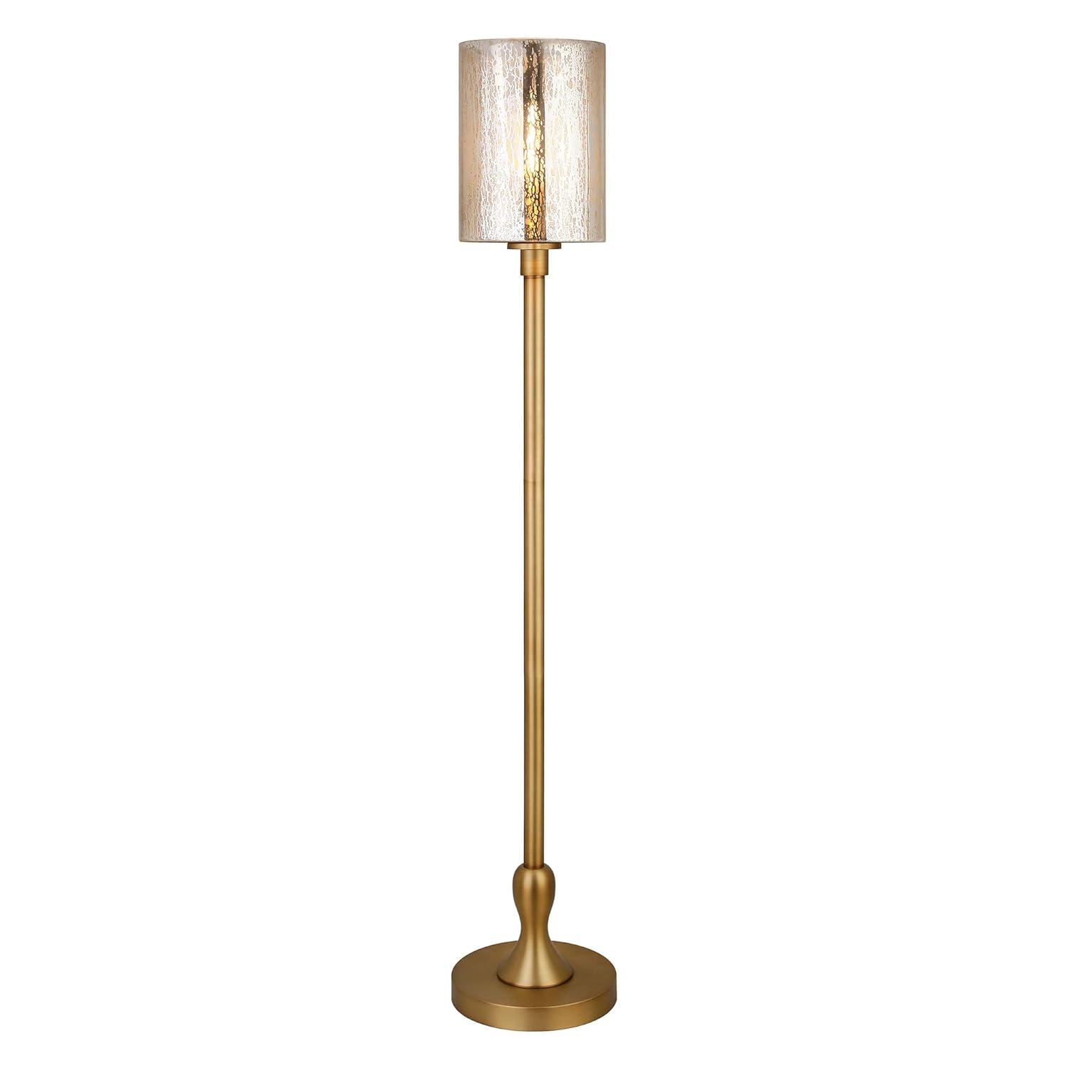 Numit 68.75" Tall Floor Lamp with Glass Shade in Brass/Mercury Glass