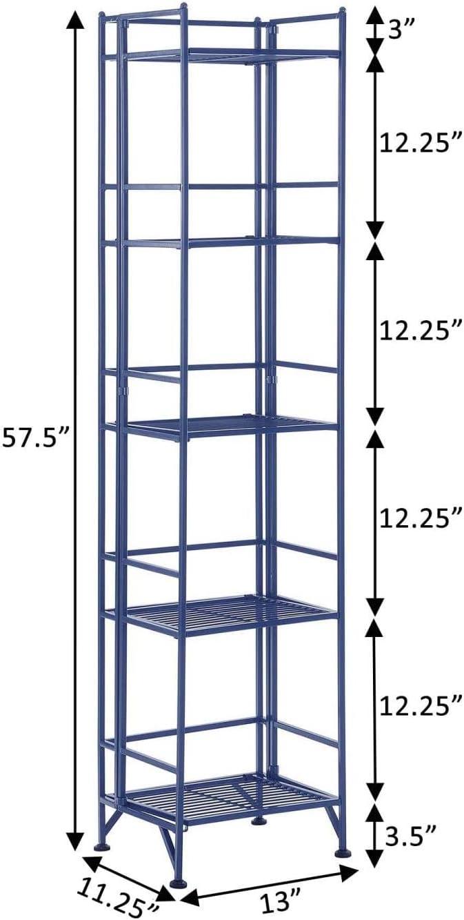 Cobalt Blue Adjustable 5-Tier Folding Metal Storage Shelf