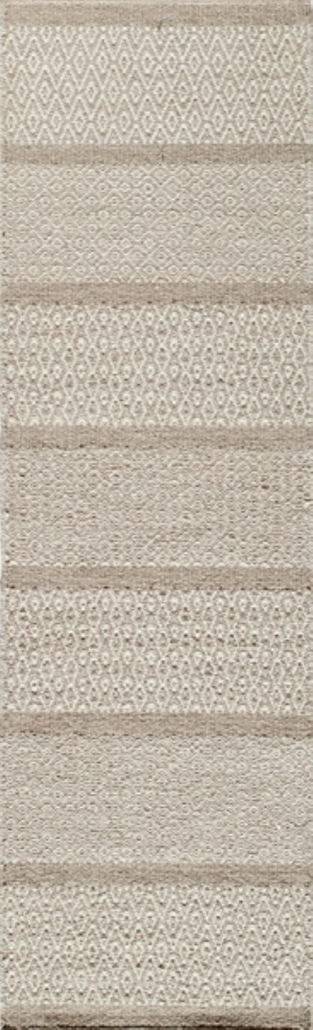 Beige and Brown Wool Flatweave Reversible 5' x 8' Rug