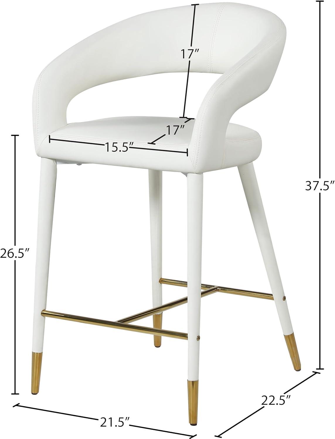 Meridian Furniture Destiny Off White Cream Vegan Leather Stool