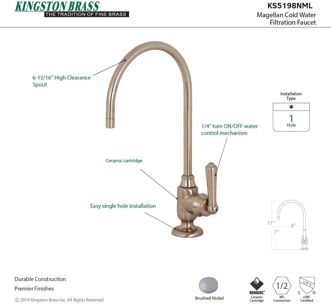 Kingston Brass Magellan Single-Handle 1-Hole Deck Mount Water Filtration Faucet