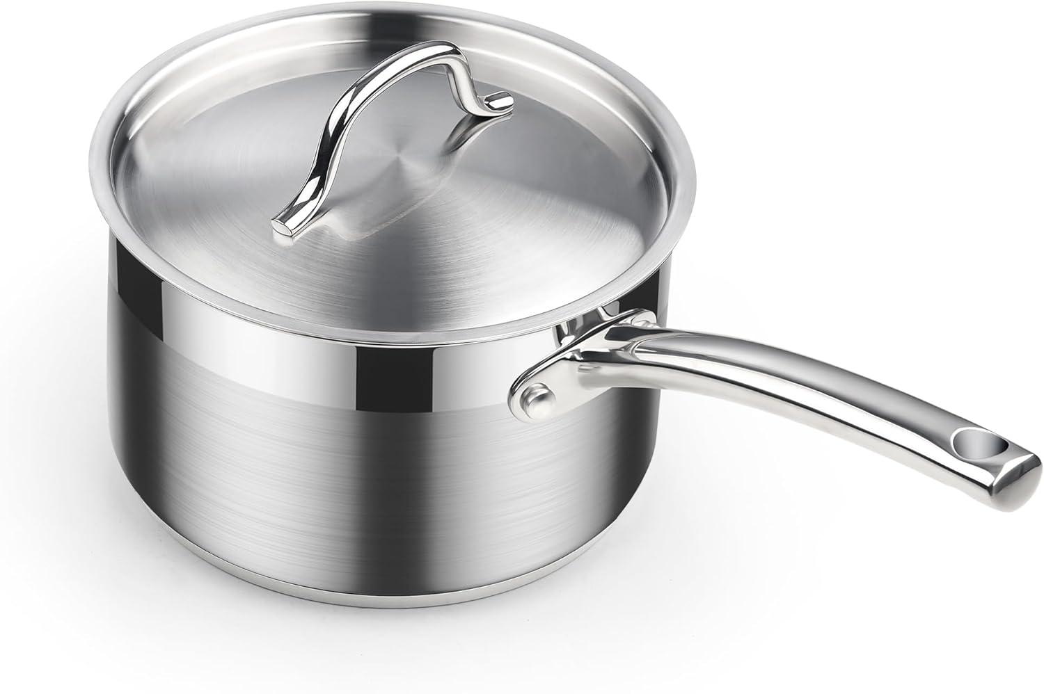 3-Quart Silver Stainless Steel Saucier with Lid