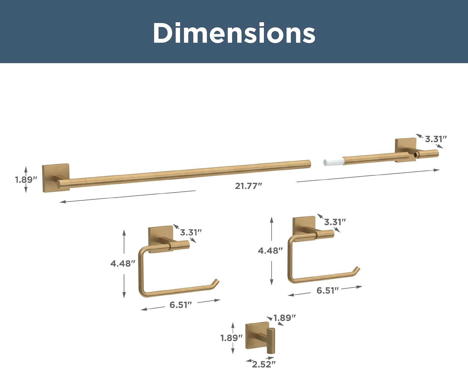Franklin Brass Nash 4-Piece Bath Hardware Set 18" Towel Bar w/ Extender Toilet Paper Holder Towel Holder Towel Hook NASH64-SG