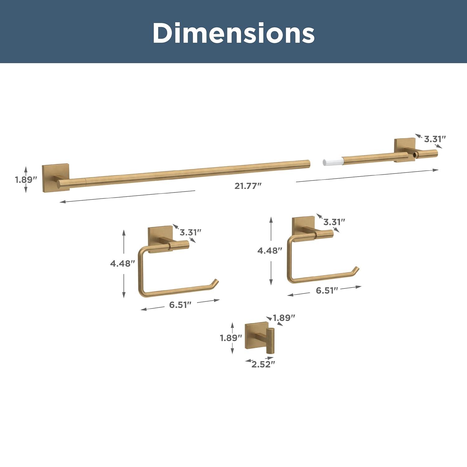Franklin Brass Nash 4-Piece Bath Hardware Set 18" Towel Bar w/ Extender Toilet Paper Holder Towel Holder Towel Hook NASH64-SG