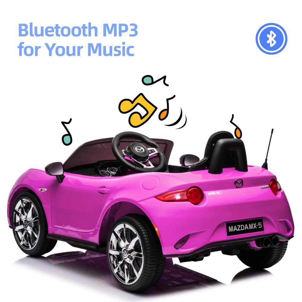 Coche para Niños, mazda mx-5 rf, Coche para Montar con Motor de 12 V con control remoto de 2,4 G, Coche de Juguete Eléctrico de Velocidad Ajustable para Niños de 3 a 6 Años, Blanco