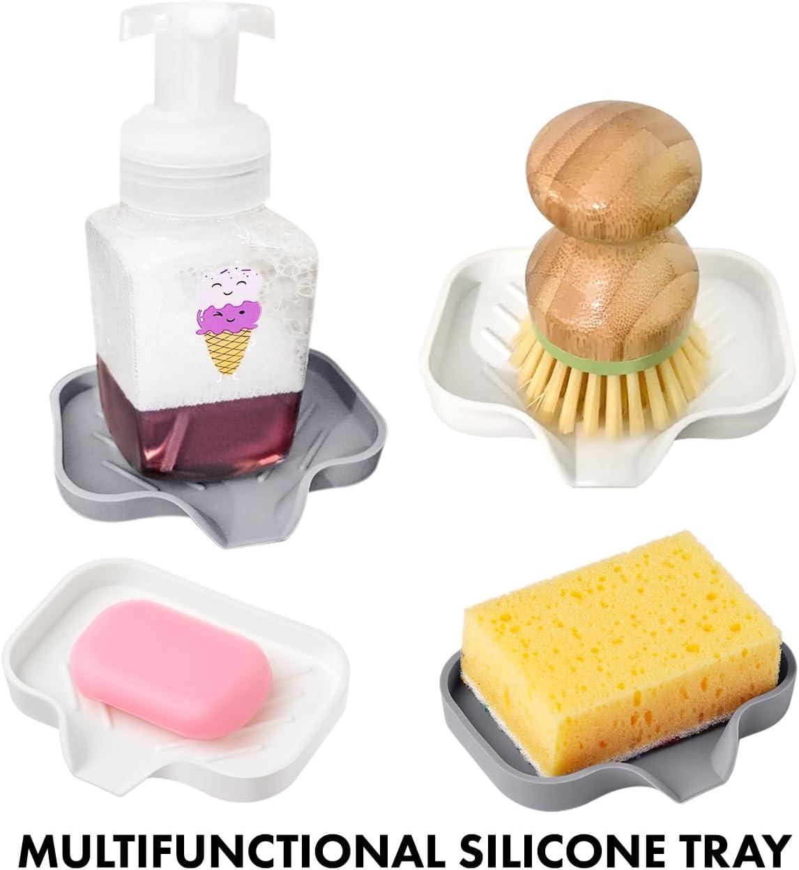 Black Silicone Self-Draining Rectangular Soap Dish Set