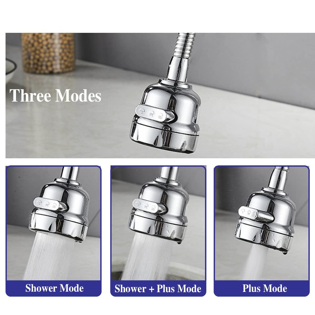 Kitchen Faucet Sprayer Attachment, Movable Faucet Extender for Kitchen Sink, 360° Rotatable Sink Faucet Head Anti-Splash Tap Booster Shower and Water Saving Faucet for Kitchen