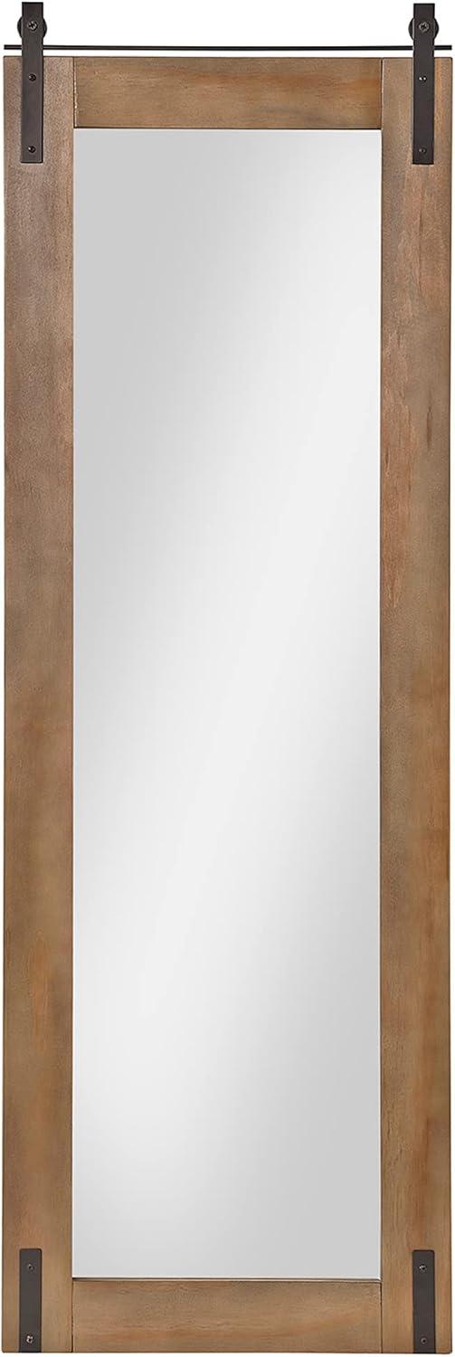 Rustic Brown Wood Full Length Barn Door Mirror